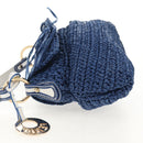 FENDI Hand Bag Straw Blue Gold Auth am9592V-3