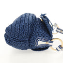 FENDI Hand Bag Straw Blue Gold Auth am9592V-4