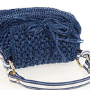 FENDI Hand Bag Straw Blue Gold Auth am9592V-6