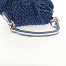 FENDI Hand Bag Straw Blue Gold Auth am9592V-7