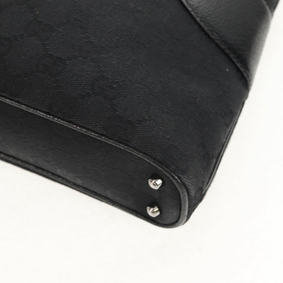 GUCCI GG Canvas Hand Bag Black Silver 113015 Auth am9594V