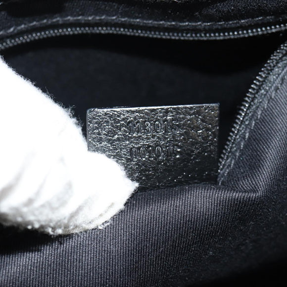 GUCCI GG Canvas Hand Bag Black Silver 113015 Auth am9594V