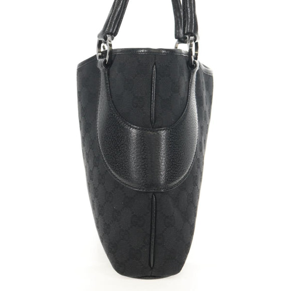 GUCCI GG Canvas Hand Bag Black Silver 113015 Auth am9594V