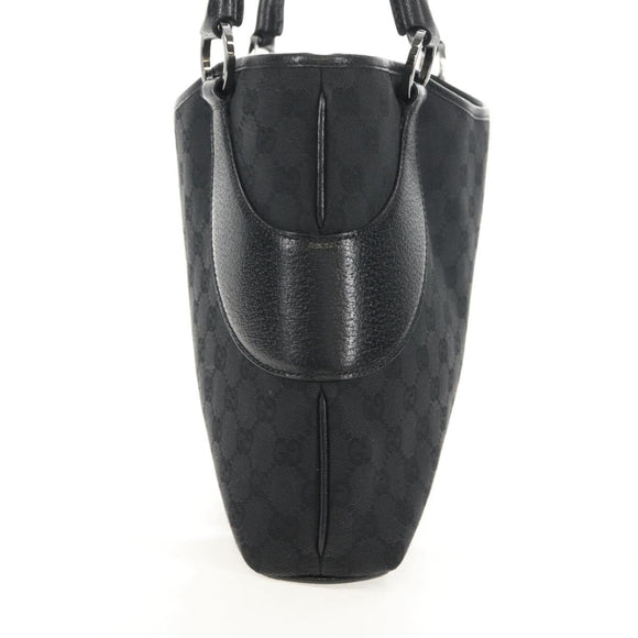 GUCCI GG Canvas Hand Bag Black Silver 113015 Auth am9594V