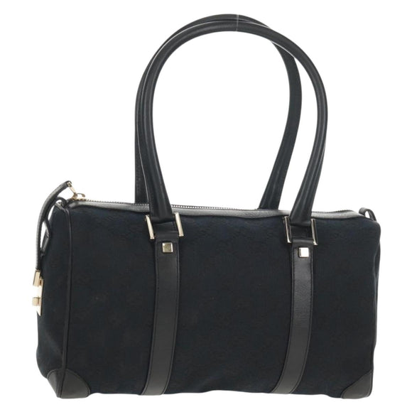 GUCCI GG Canvas Hand Bag Black Gold 000 0851 Auth am9595V