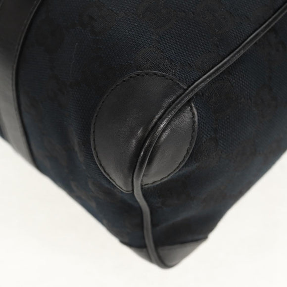 GUCCI GG Canvas Hand Bag Black Gold 000 0851 Auth am9595V