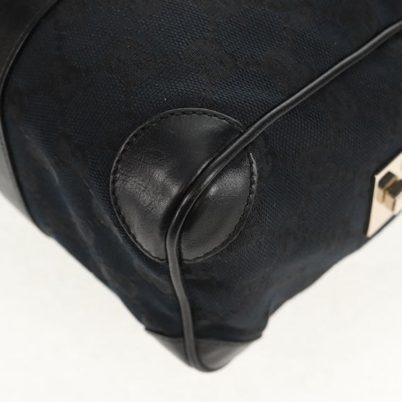 GUCCI GG Canvas Hand Bag Black Gold 000 0851 Auth am9595V