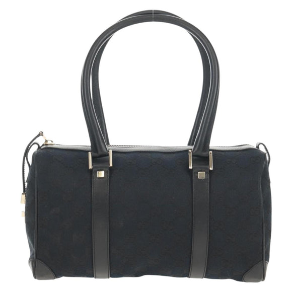 GUCCI GG Canvas Hand Bag Black Gold 000 0851 Auth am9595V