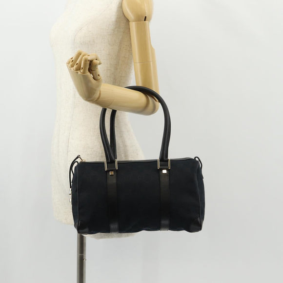 GUCCI GG Canvas Hand Bag Black Gold 000 0851 Auth am9595V