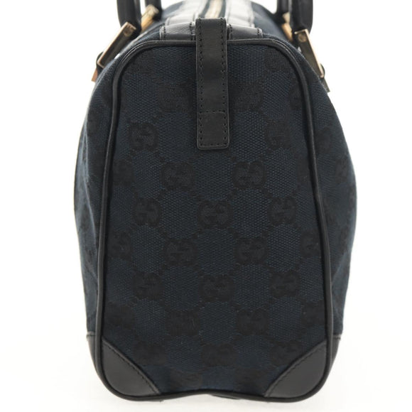 GUCCI GG Canvas Hand Bag Black Gold 000 0851 Auth am9595V
