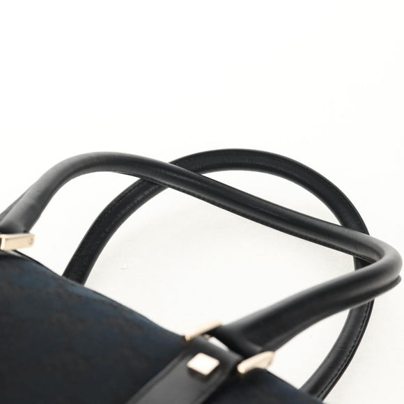 GUCCI GG Canvas Hand Bag Black Gold 000 0851 Auth am9595V