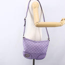 GUCCI GG Canvas Gussissima Shoulder Bag Leather Purple Gold 257072 Auth am9596V-23