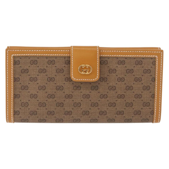GUCCI Micro GG Supreme Long Wallet PVC Beige Gold 035 001 0758 Auth am9600V