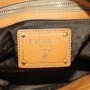 PRADA Shoulder Bag Leather Brown Gold Auth am9602V-20