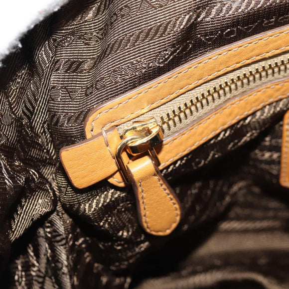 PRADA Shoulder Bag Leather Brown Gold Auth am9602V