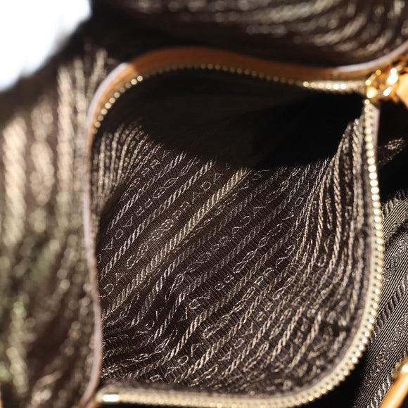 PRADA Shoulder Bag Leather Brown Gold Auth am9602V