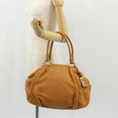 PRADA Shoulder Bag Leather Brown Gold Auth am9602V-27