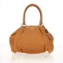 PRADA Shoulder Bag Leather Brown Gold Auth am9602V-12