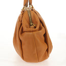 PRADA Shoulder Bag Leather Brown Gold Auth am9602V-4