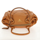 PRADA Shoulder Bag Leather Brown Gold Auth am9602V-6