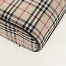BURBERRY Nova Check Hand Bag Canvas Beige Silver Auth am9603A-11