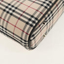 BURBERRY Nova Check Hand Bag Canvas Beige Silver Auth am9603A-12