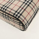 BURBERRY Nova Check Hand Bag Canvas Beige Silver Auth am9603A-13