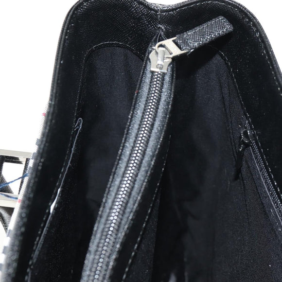 BURBERRY Nova Check Hand Bag Canvas Beige Silver Auth am9603A