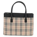 BURBERRY Nova Check Hand Bag Canvas Beige Silver Auth am9603A-2