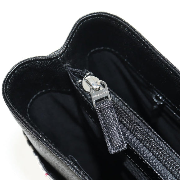 BURBERRY Nova Check Hand Bag Canvas Beige Silver Auth am9603A