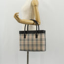 BURBERRY Nova Check Hand Bag Canvas Beige Silver Auth am9603A-24