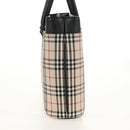 BURBERRY Nova Check Hand Bag Canvas Beige Silver Auth am9603A-4