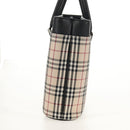 BURBERRY Nova Check Hand Bag Canvas Beige Silver Auth am9603A-5