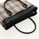 BURBERRY Nova Check Hand Bag Canvas Beige Silver Auth am9603A-6