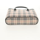 BURBERRY Nova Check Hand Bag Canvas Beige Silver Auth am9603A-9