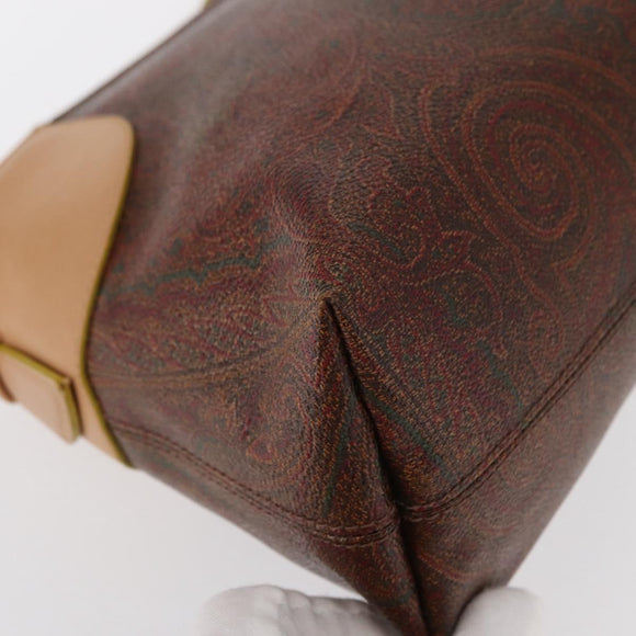 ETRO Paisley Shoulder Bag Canvas Brown Auth am9604