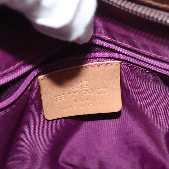 ETRO Paisley Shoulder Bag Canvas Brown Auth am9604