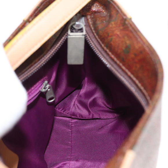 ETRO Paisley Shoulder Bag Canvas Brown Auth am9604