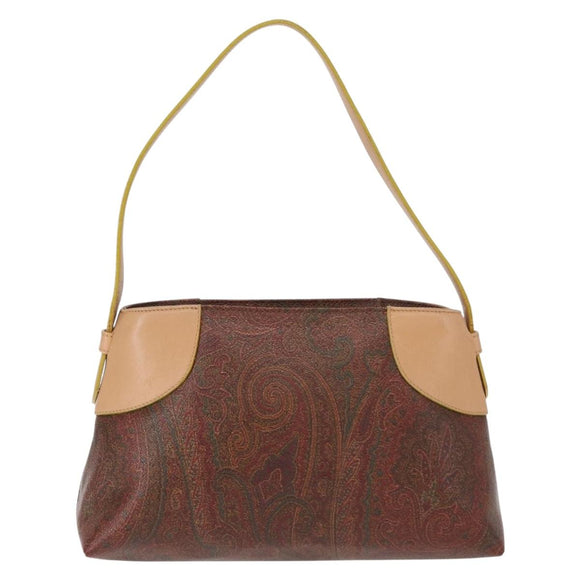 ETRO Paisley Shoulder Bag Canvas Brown Auth am9604