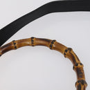 GUCCI Bamboo Shoulder Bag Leather 2way Black Gold 001 1998 1577 Auth am9605-10