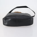GUCCI Bamboo Shoulder Bag Leather 2way Black Gold 001 1998 1577 Auth am9605-11
