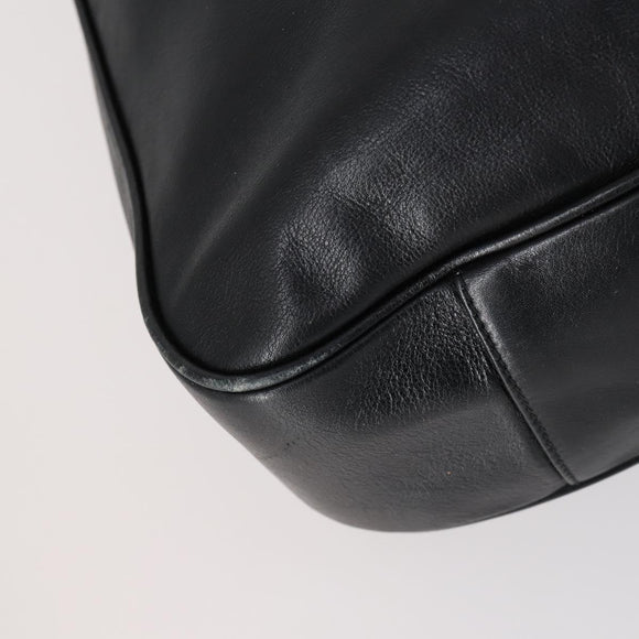 GUCCI Bamboo Shoulder Bag Leather 2way Black Gold 001 1998 1577 Auth am9605