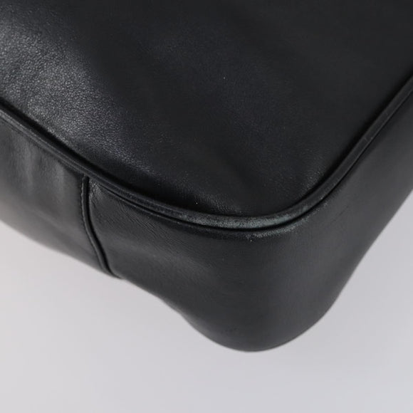 GUCCI Bamboo Shoulder Bag Leather 2way Black Gold 001 1998 1577 Auth am9605