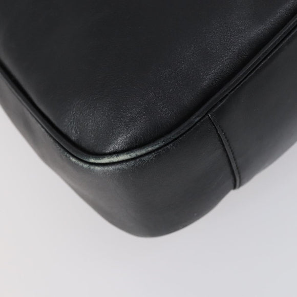 GUCCI Bamboo Shoulder Bag Leather 2way Black Gold 001 1998 1577 Auth am9605