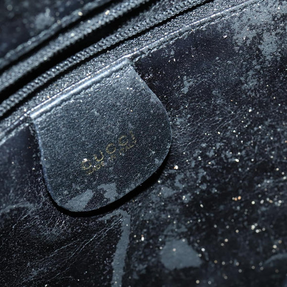 GUCCI Bamboo Shoulder Bag Leather 2way Black Gold 001 1998 1577 Auth am9605