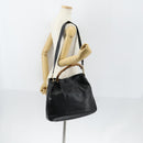 GUCCI Bamboo Shoulder Bag Leather 2way Black Gold 001 1998 1577 Auth am9605-23