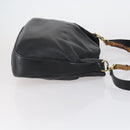 GUCCI Bamboo Shoulder Bag Leather 2way Black Gold 001 1998 1577 Auth am9605-4