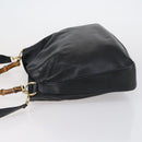 GUCCI Bamboo Shoulder Bag Leather 2way Black Gold 001 1998 1577 Auth am9605-5