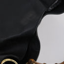 GUCCI Bamboo Shoulder Bag Leather 2way Black Gold 001 1998 1577 Auth am9605-6