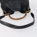 GUCCI Bamboo Shoulder Bag Leather 2way Black Gold 001 1998 1577 Auth am9605-7